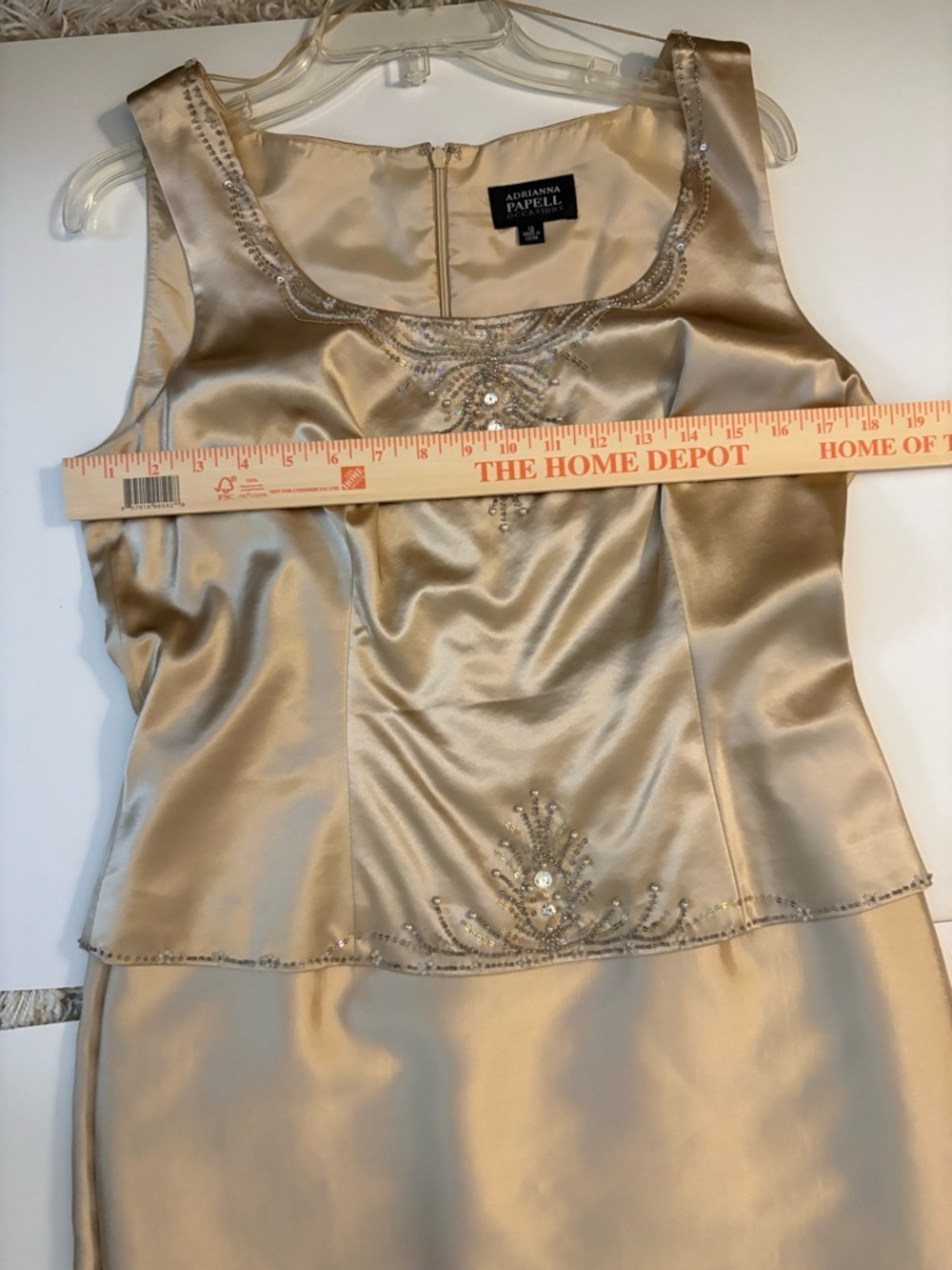 ADRIANNA PAPELL Shift Dress w/ Matching Jacket Champagne Gold sz 12 - Picture 10 of 13